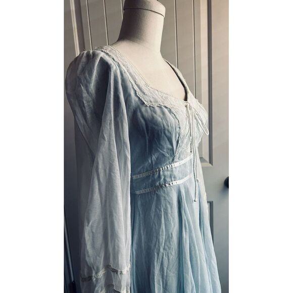 GUNNE SAX by JESSICA 70's Cloud Voile Blue Tie Back Maxi Dress S XS - Picture 12 of 16